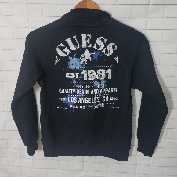 Guess Boys Black Zip Front Sweater - Picture 4 of 8